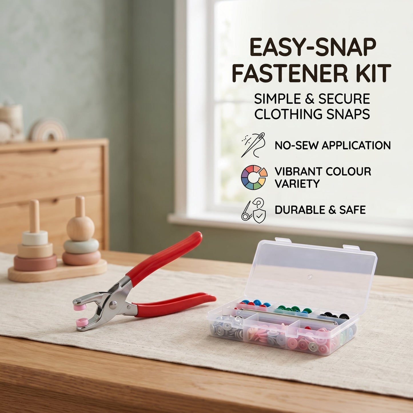 Snap Fastener Kit for Clothing and Crafts