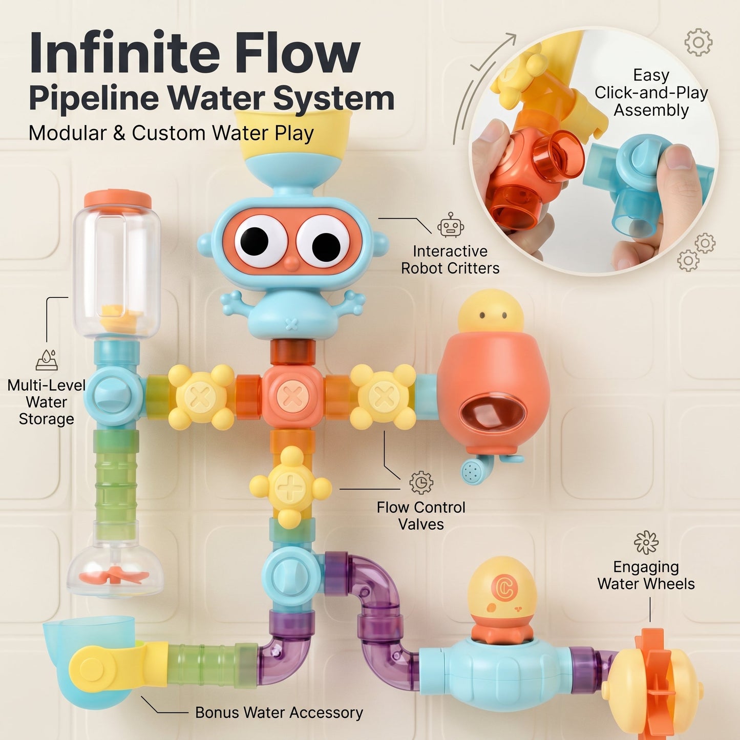 DIY Bath Water Pipe Toy Set