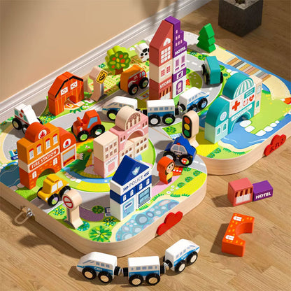 Wooden City Train Set