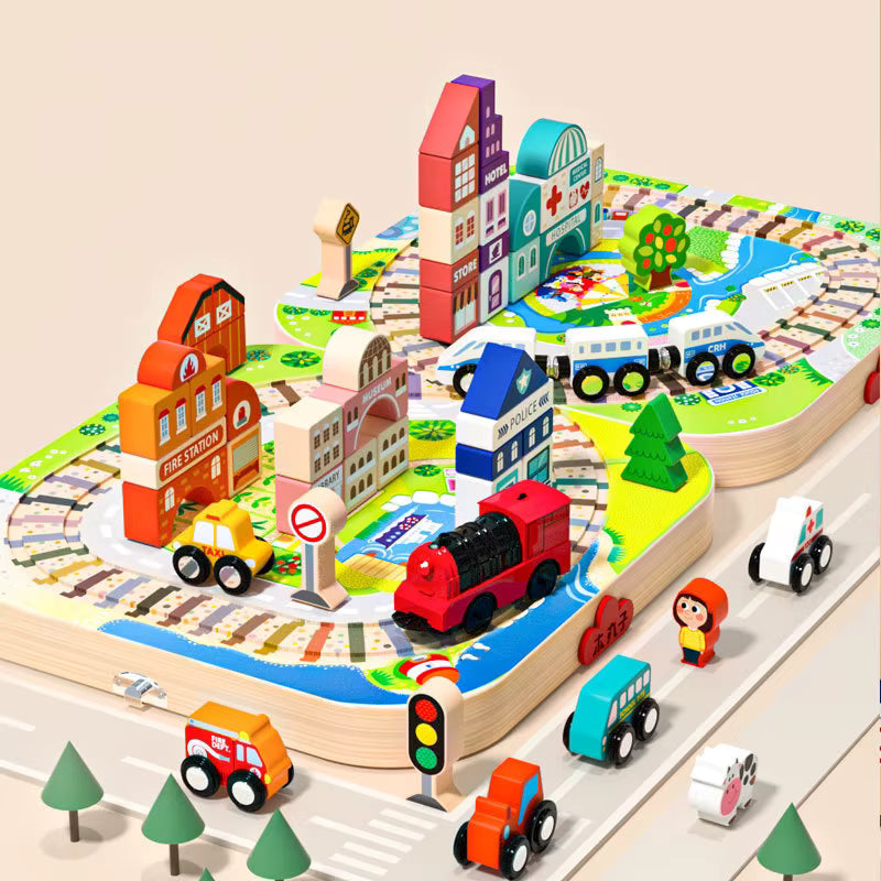 Wooden City Train Set