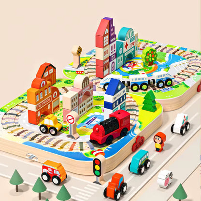 Wooden City Train Set