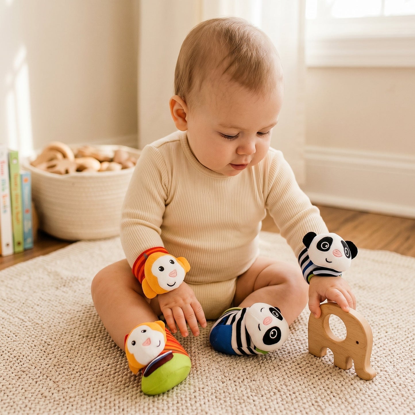 Baby Rattle Wrist and Sock Set