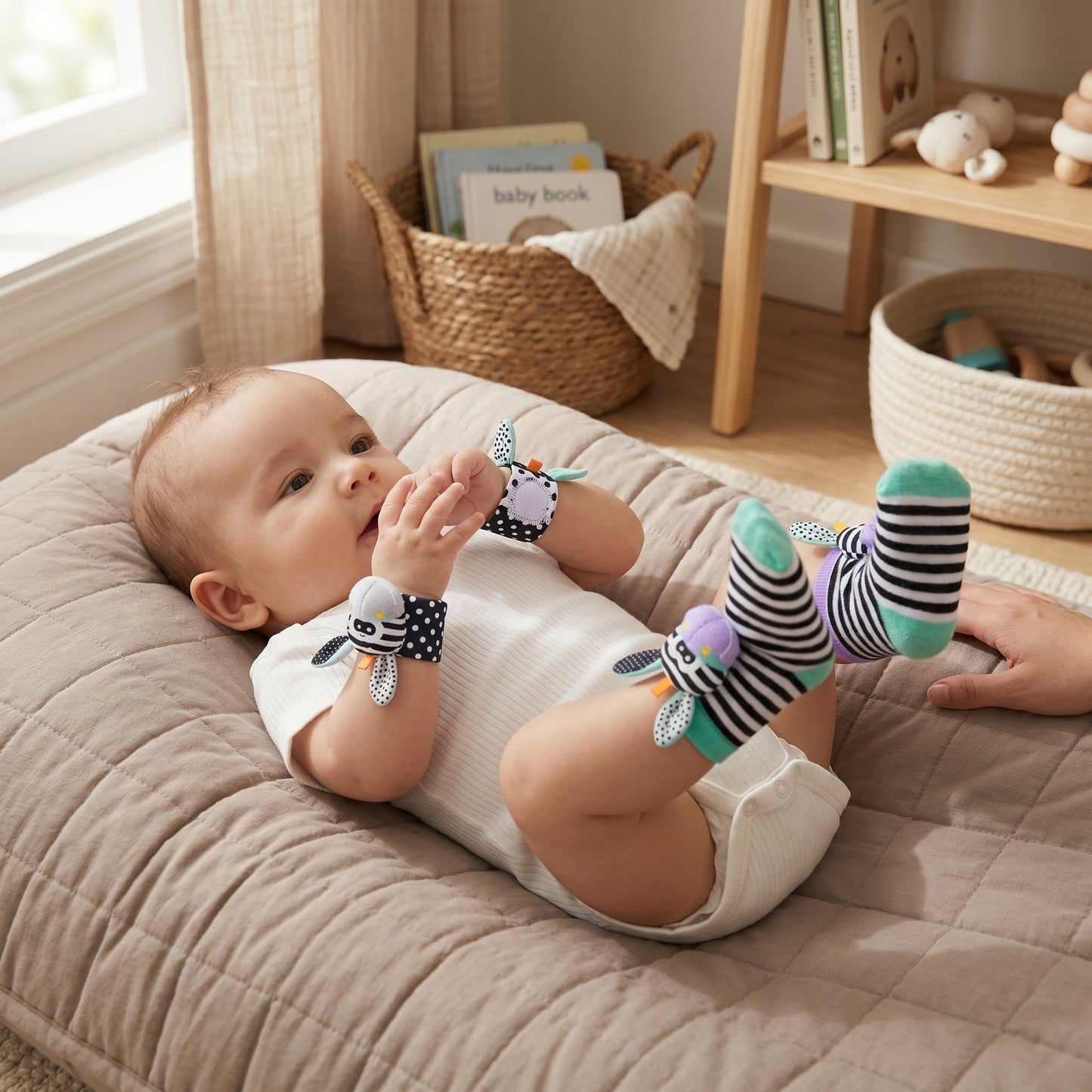 Baby Rattle Wrist and Sock Set