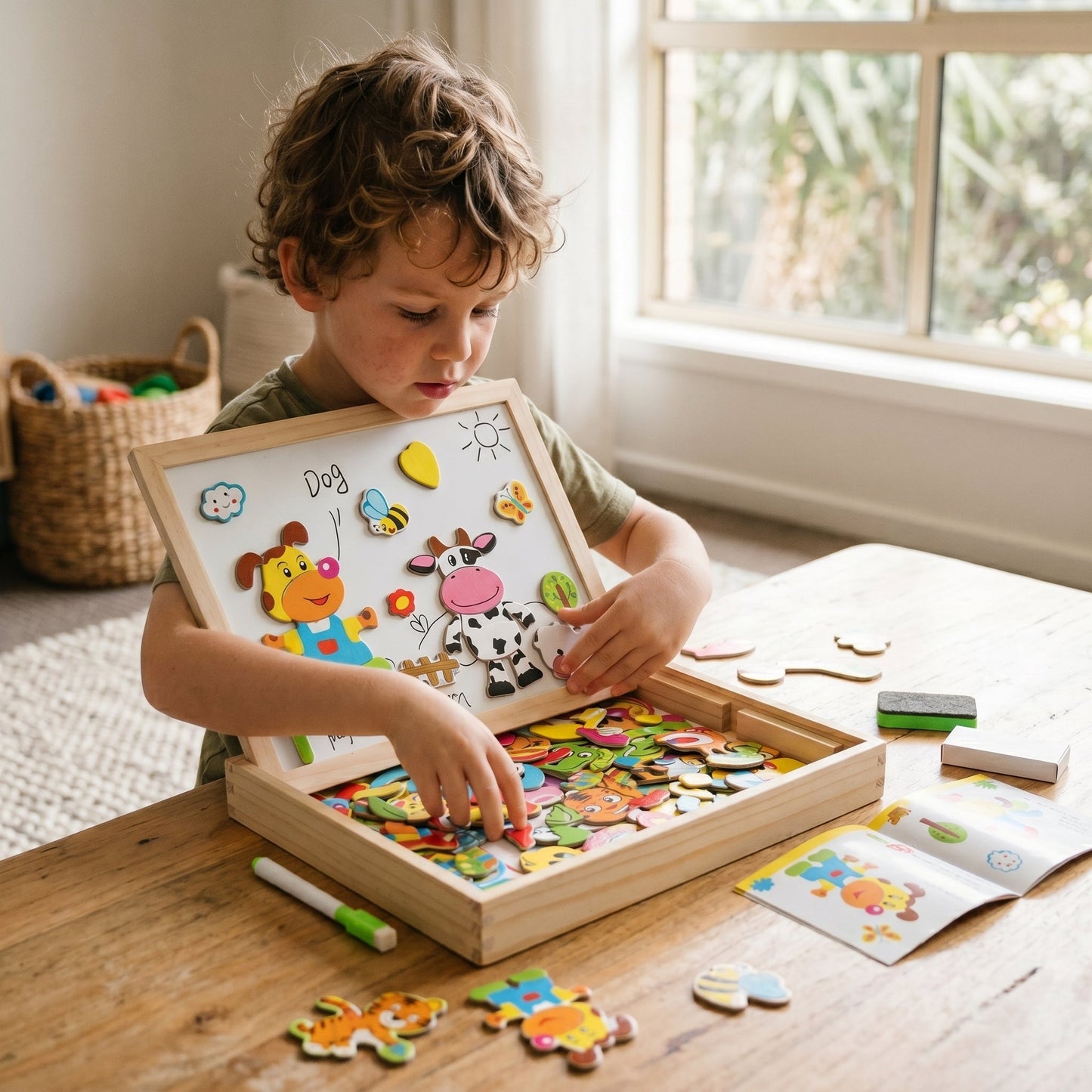 Montessori 2-in-1 Magnetic Drawing Board for Kids