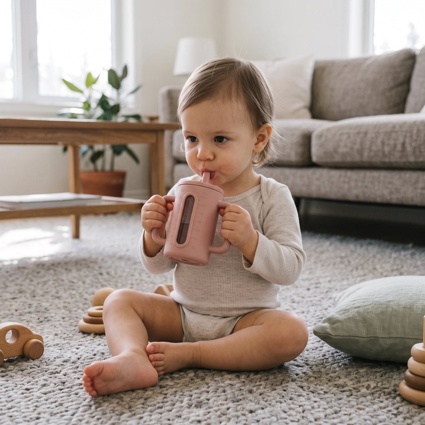 Toddler Silicone Straw Cup with Handles