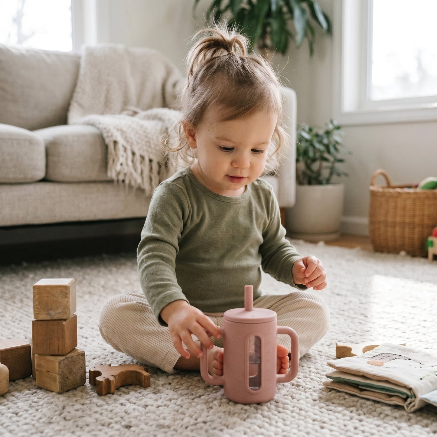 Toddler Silicone Straw Cup with Handles