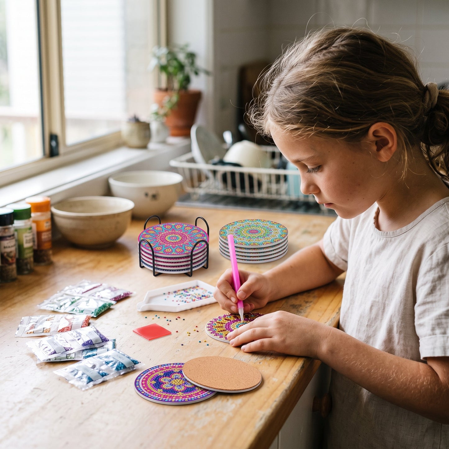DIY Diamond Painting Mandala Coaster Kit