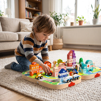 Wooden City Train Set