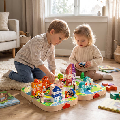 Wooden City Train Set