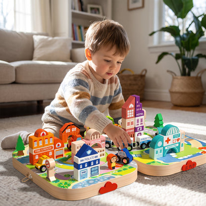 Wooden City Train Set