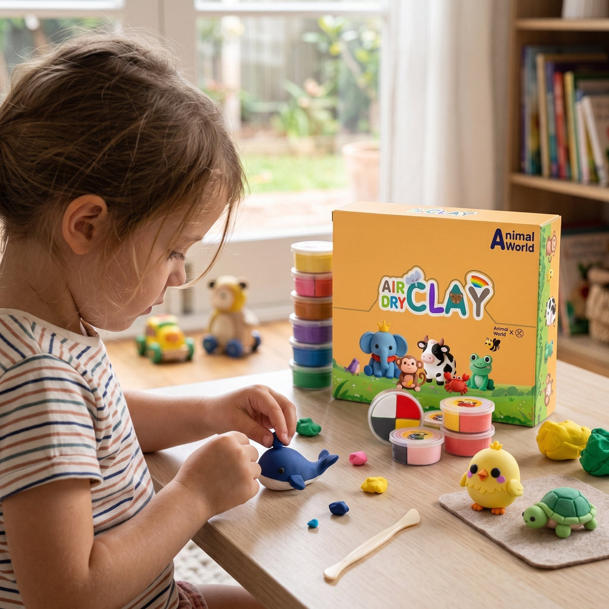 12-Colour Air Dry Clay Kit for Kids with Sculpting Tools