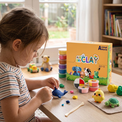 12-Colour Air Dry Clay Kit for Kids with Sculpting Tools