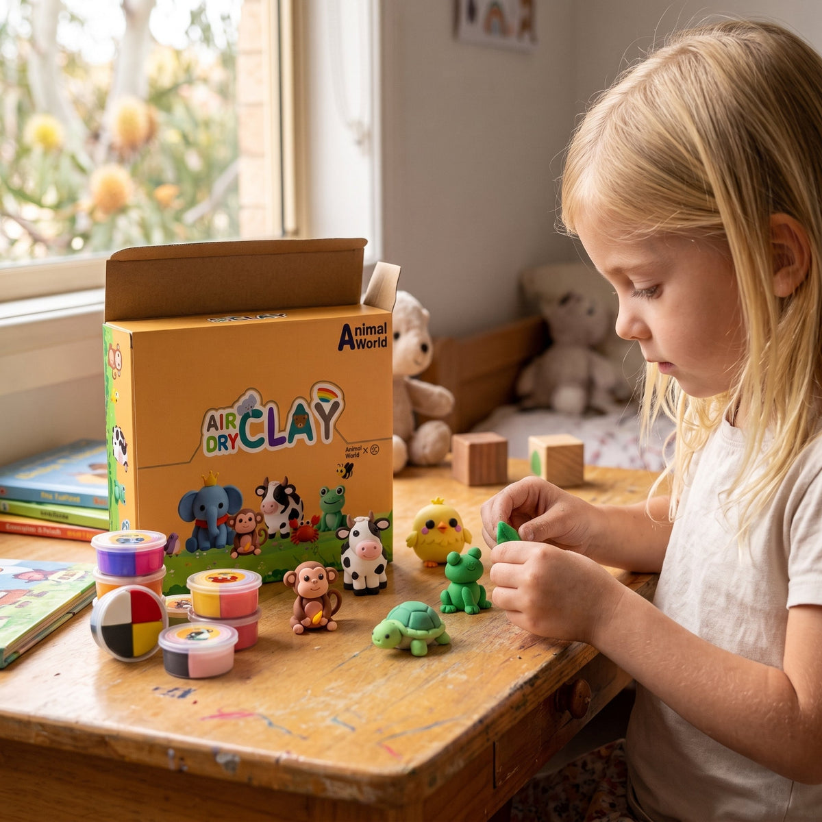 12-Colour Air Dry Clay Kit for Kids with Sculpting Tools