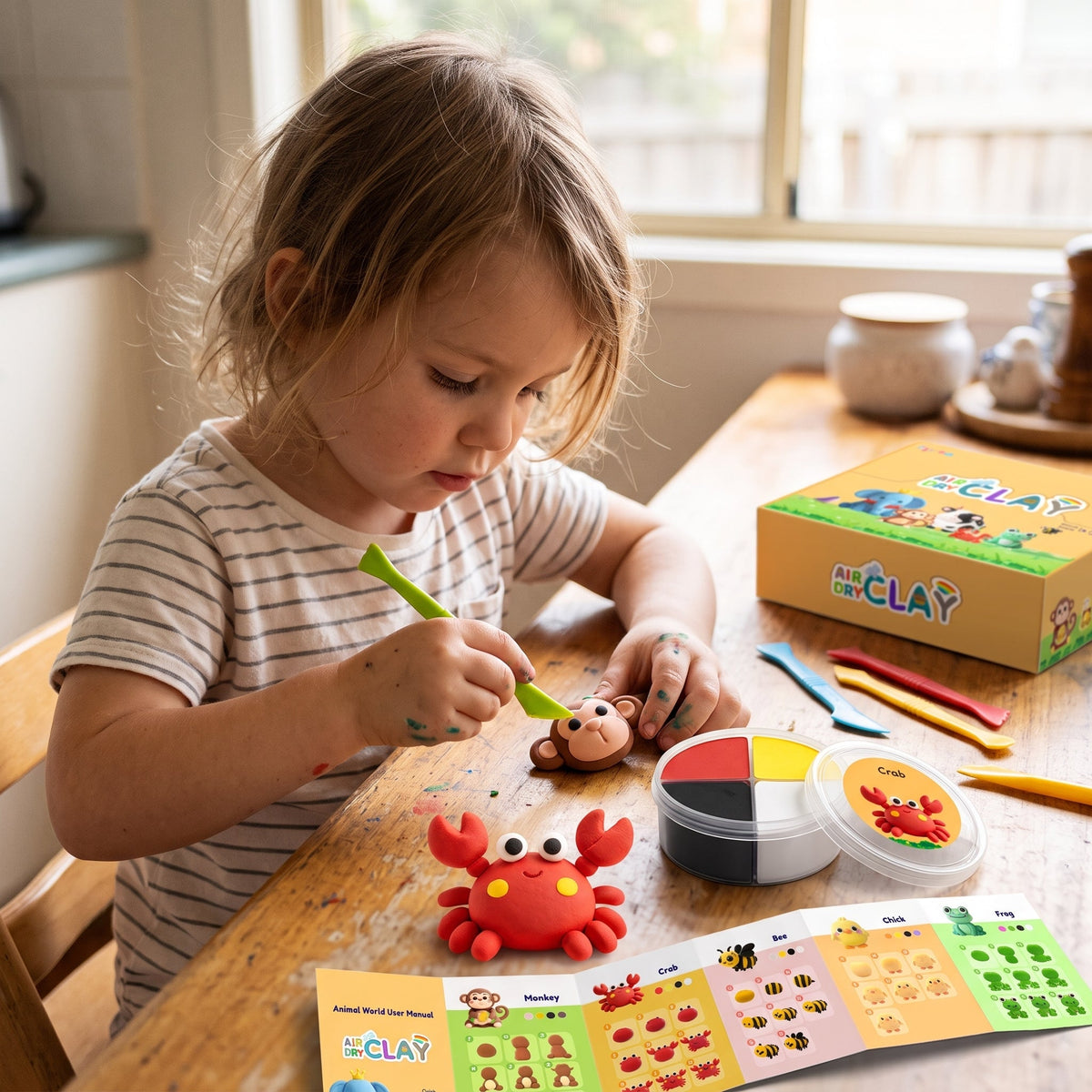 12-Colour Air Dry Clay Kit for Kids with Sculpting Tools