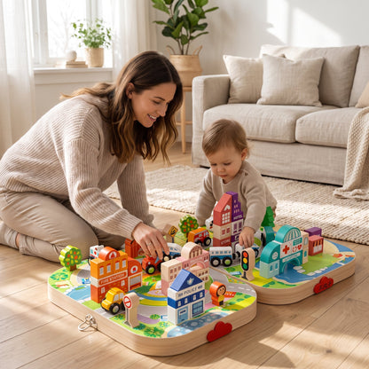 Wooden City Train Set