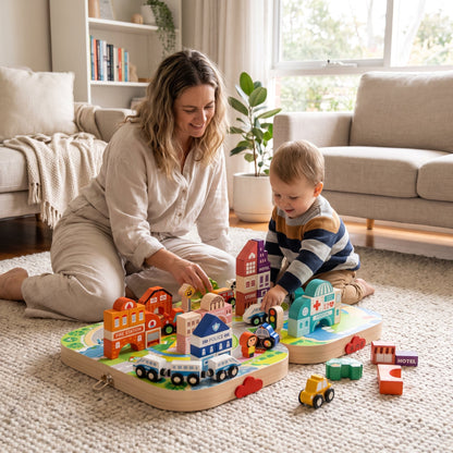 Wooden City Train Set