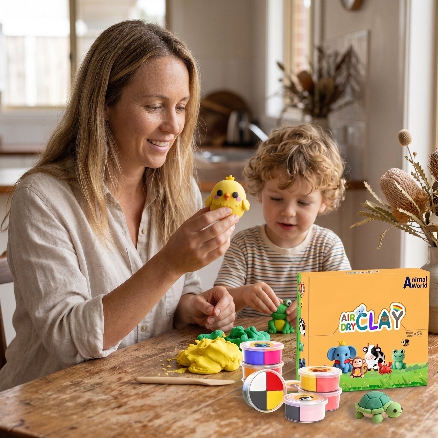 12-Colour Air Dry Clay Kit for Kids with Sculpting Tools