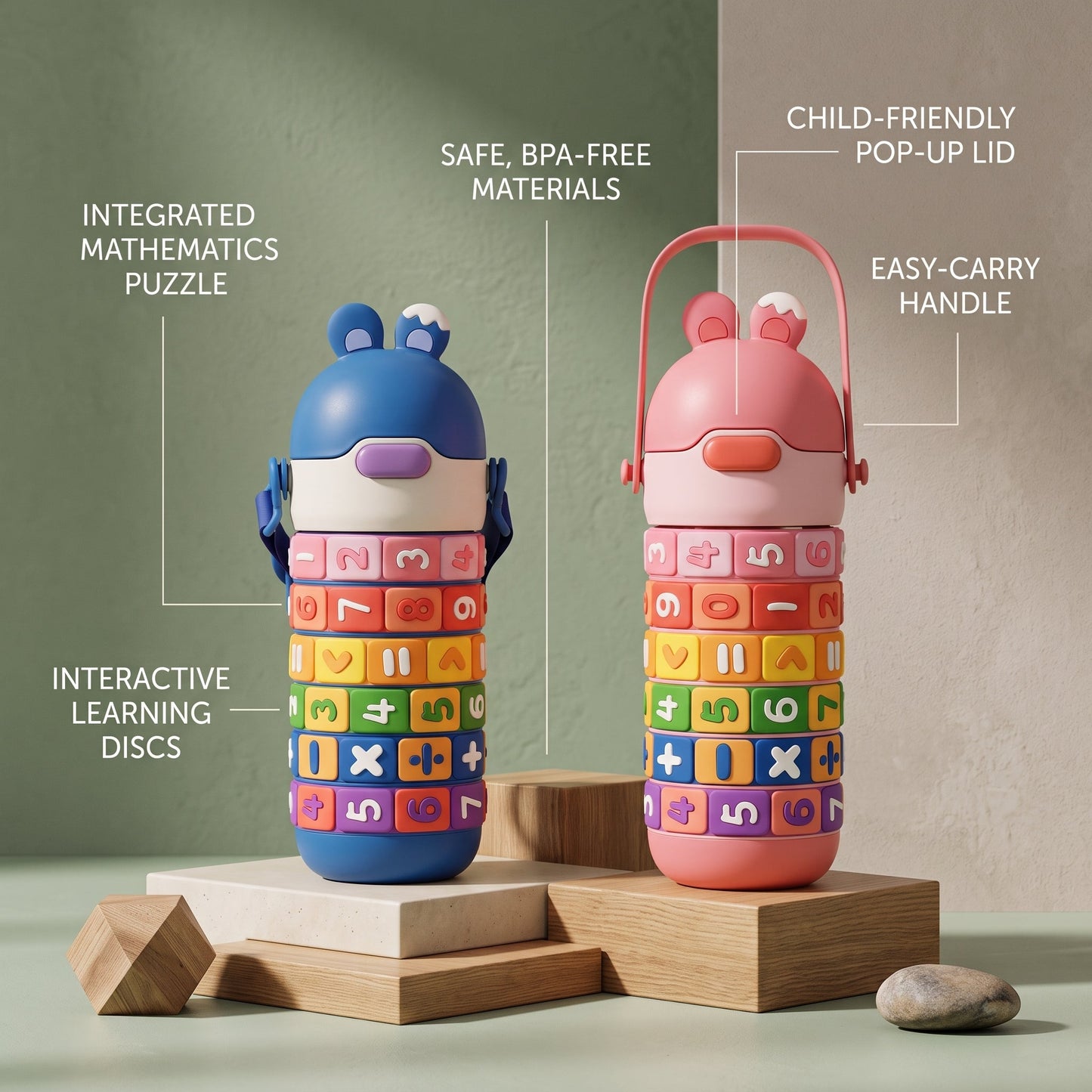 Kids Fun Learning Water Bottle Stainless Steel