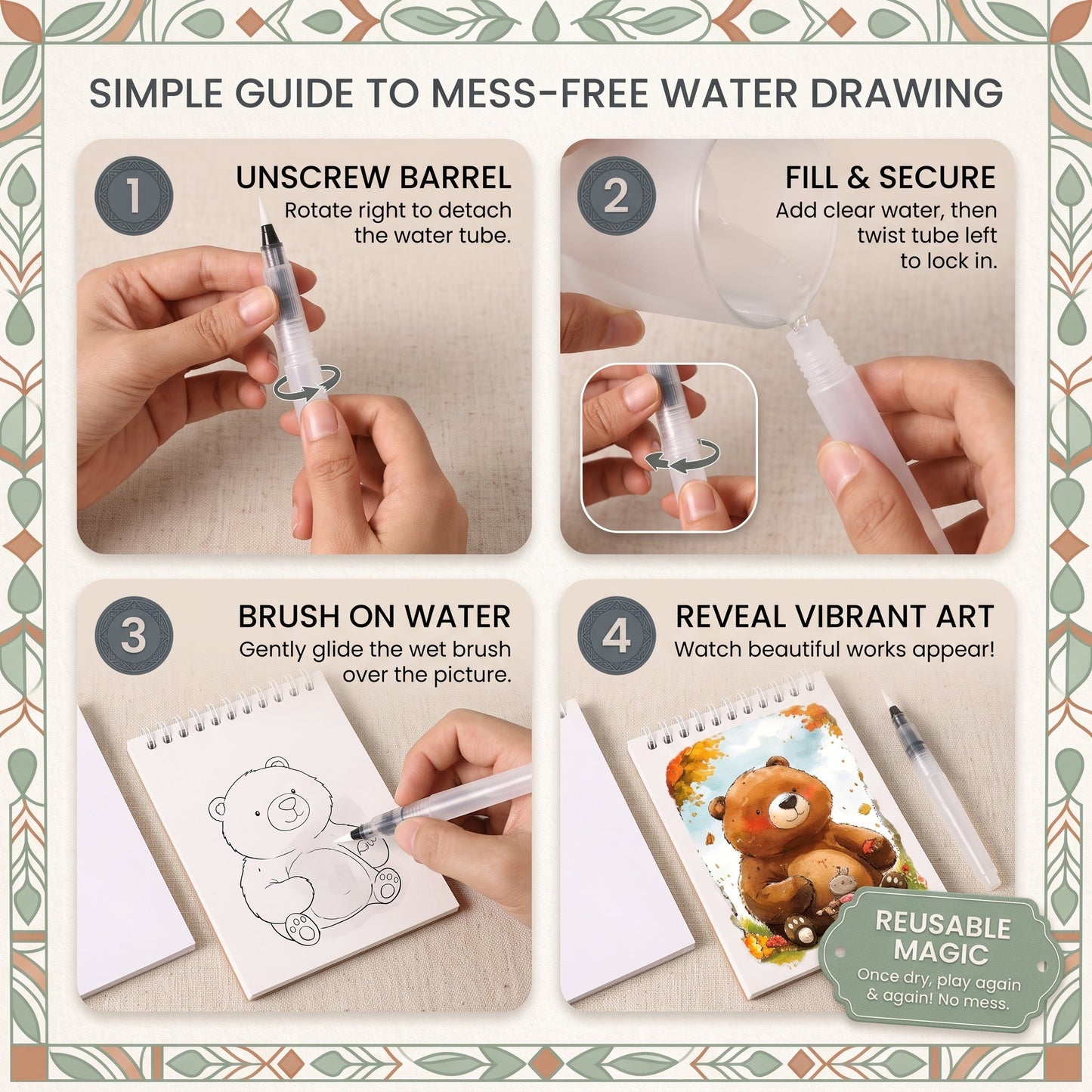 Reusable Watercolour Painting Book