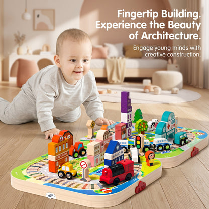 Wooden City Train Set