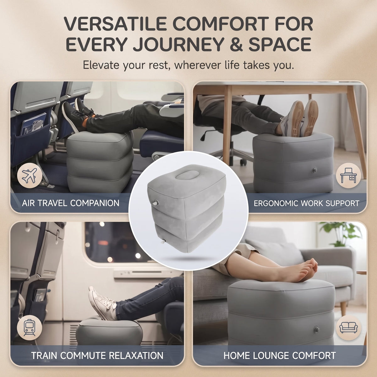 Inflatable Travel Foot Rest Cushion