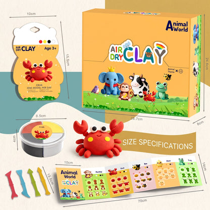 12-Colour Air Dry Clay Kit for Kids with Sculpting Tools