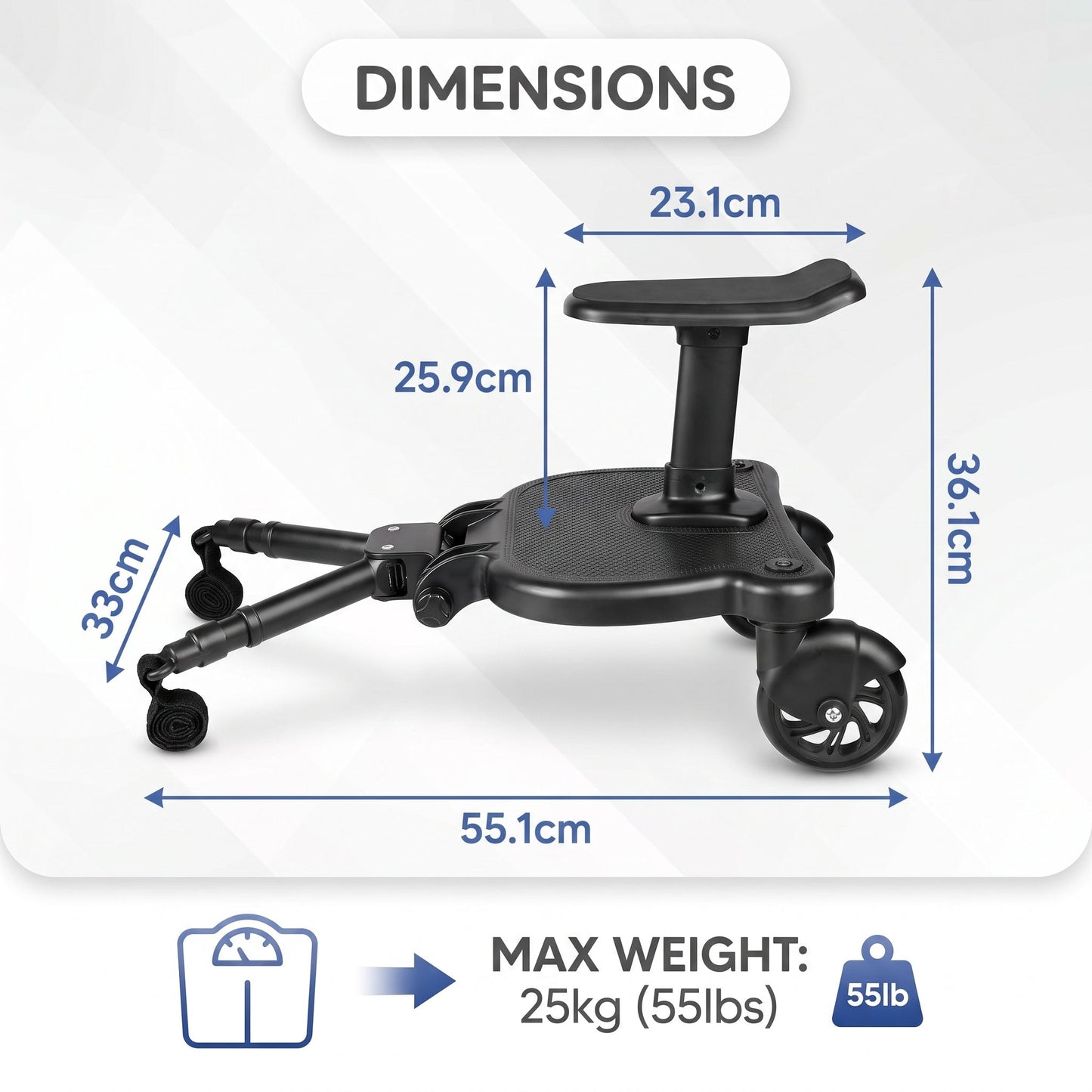 2 in 1 Universal Pram Ride-On Board with Seat