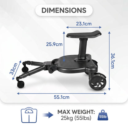 2 in 1 Universal Pram Ride-On Board with Seat