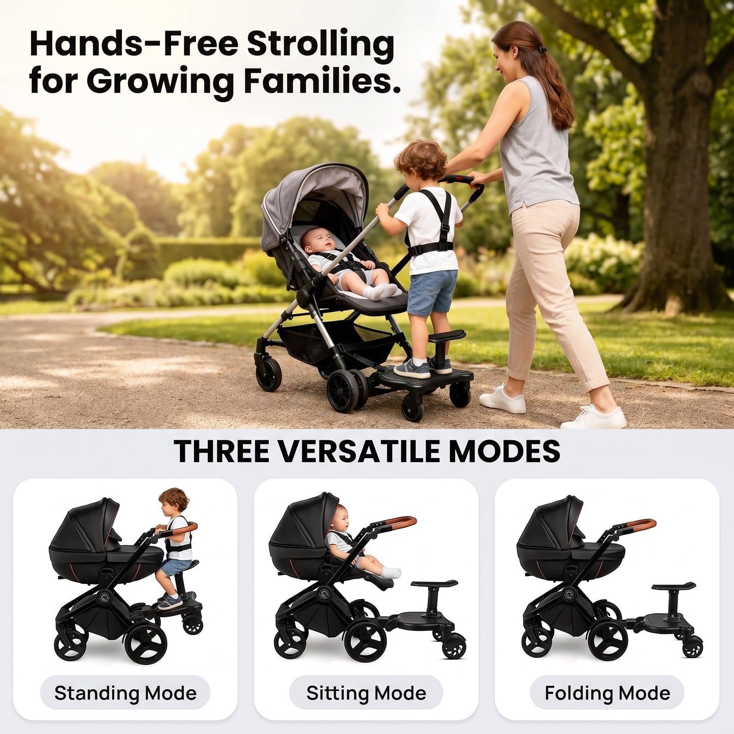 2 in 1 Universal Pram Ride-On Board with Seat