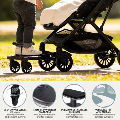 2 in 1 Universal Pram Ride-On Board with Seat