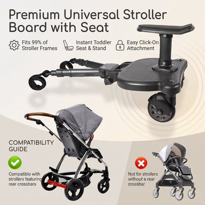 2 in 1 Universal Pram Ride-On Board with Seat