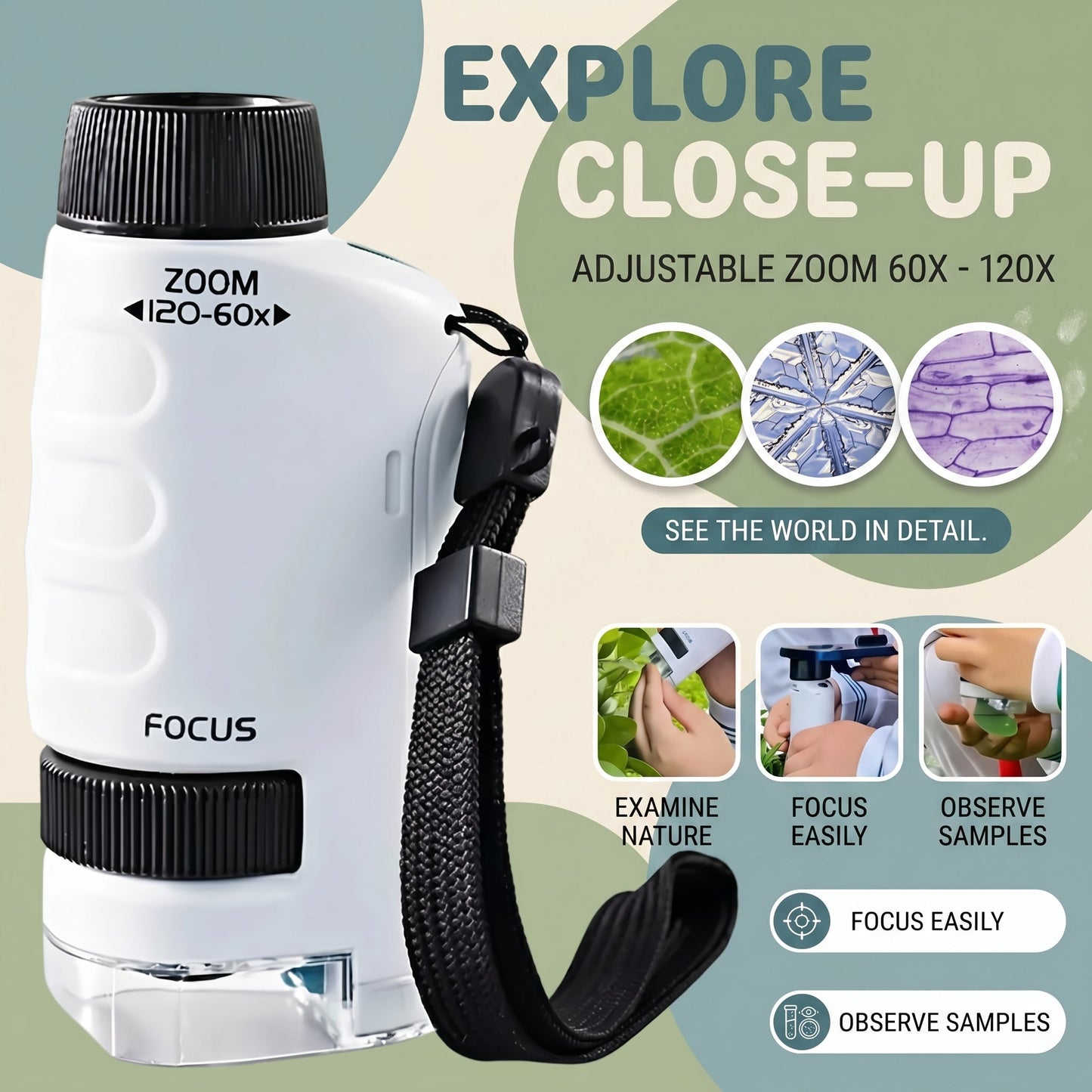 Kids Pocket Microscope with LED Light