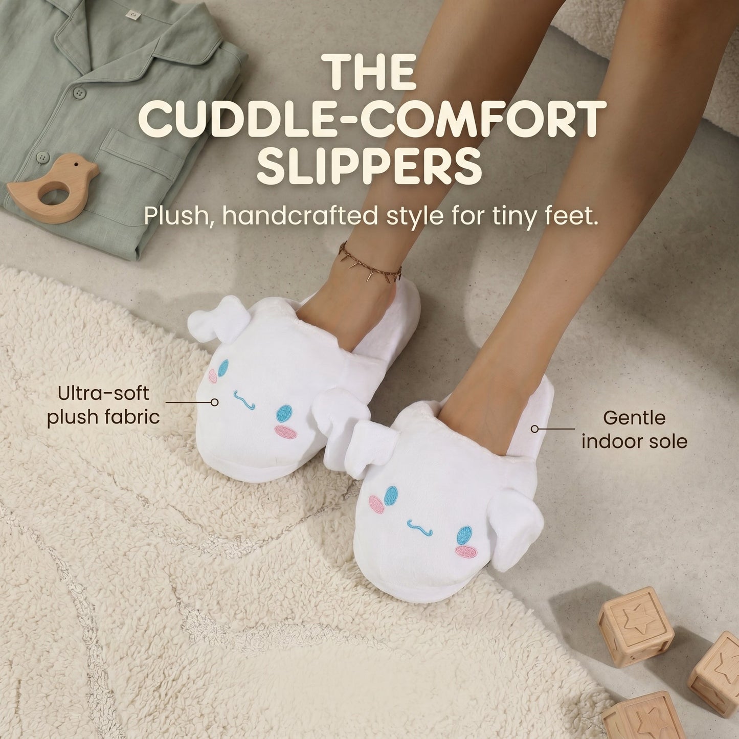 Moving Ear Bunny Slippers