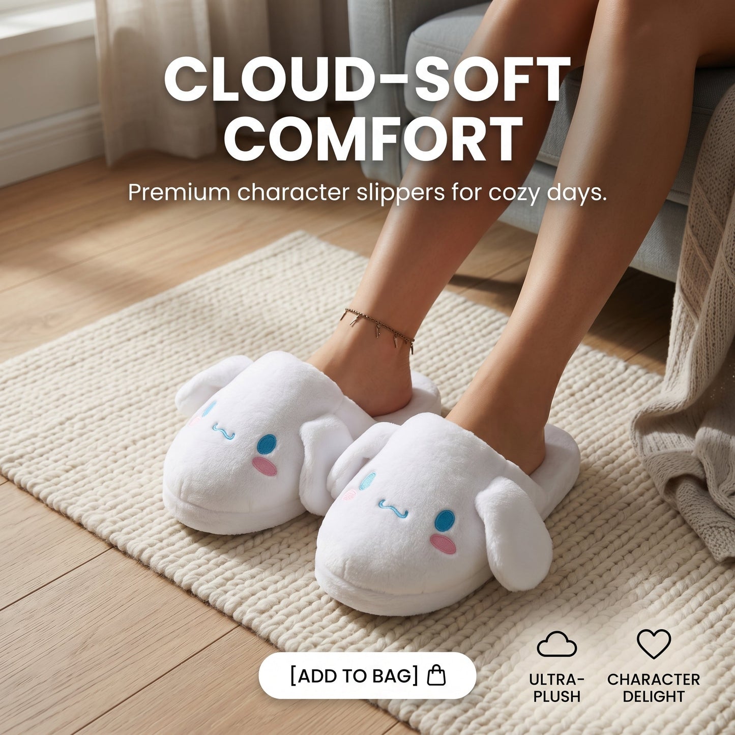 Moving Ear Bunny Slippers