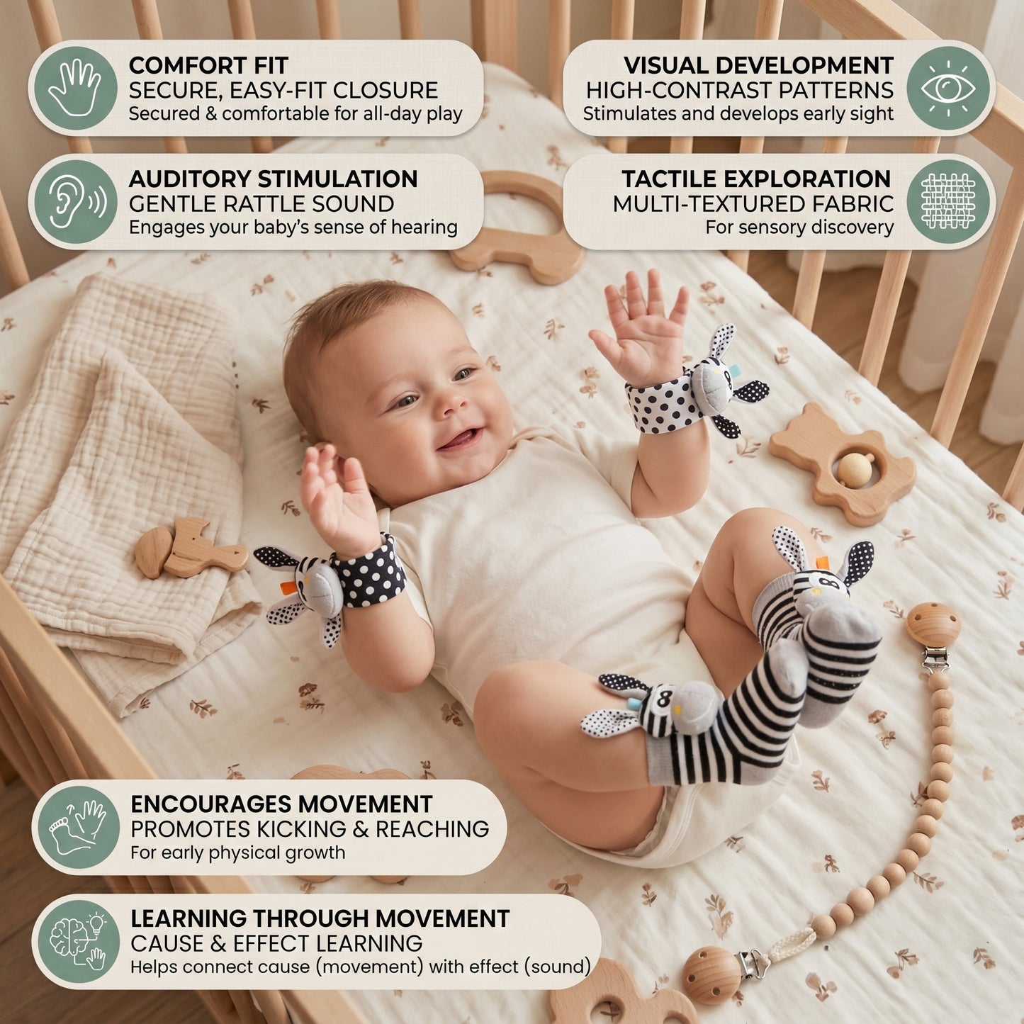 Baby Rattle Wrist and Sock Set