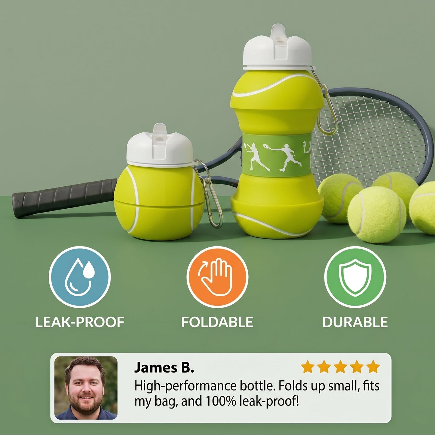 Foldable Silicone Soccer Water Bottle
