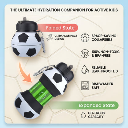 Foldable Silicone Soccer Water Bottle