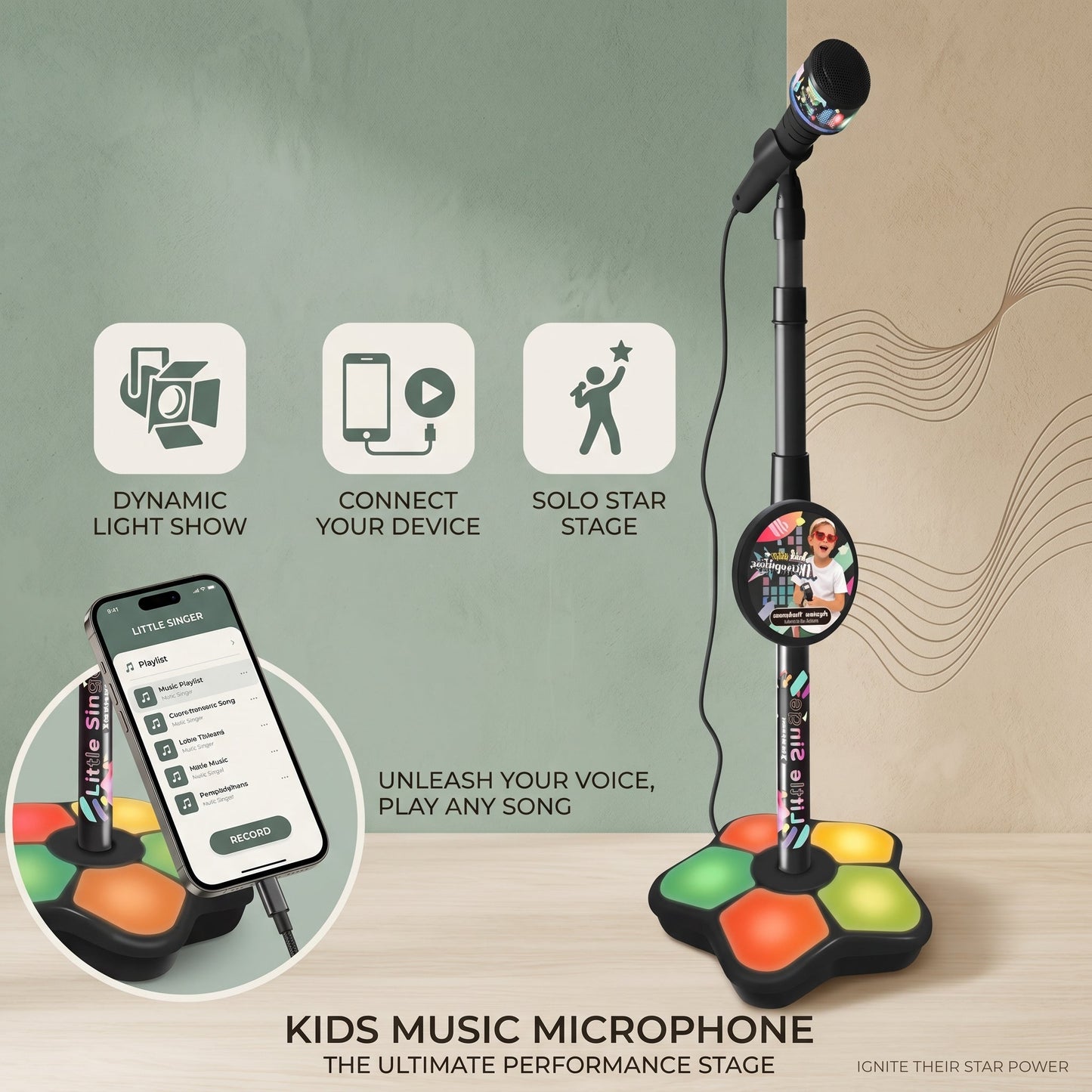 Kids Karaoke Microphone with Stand