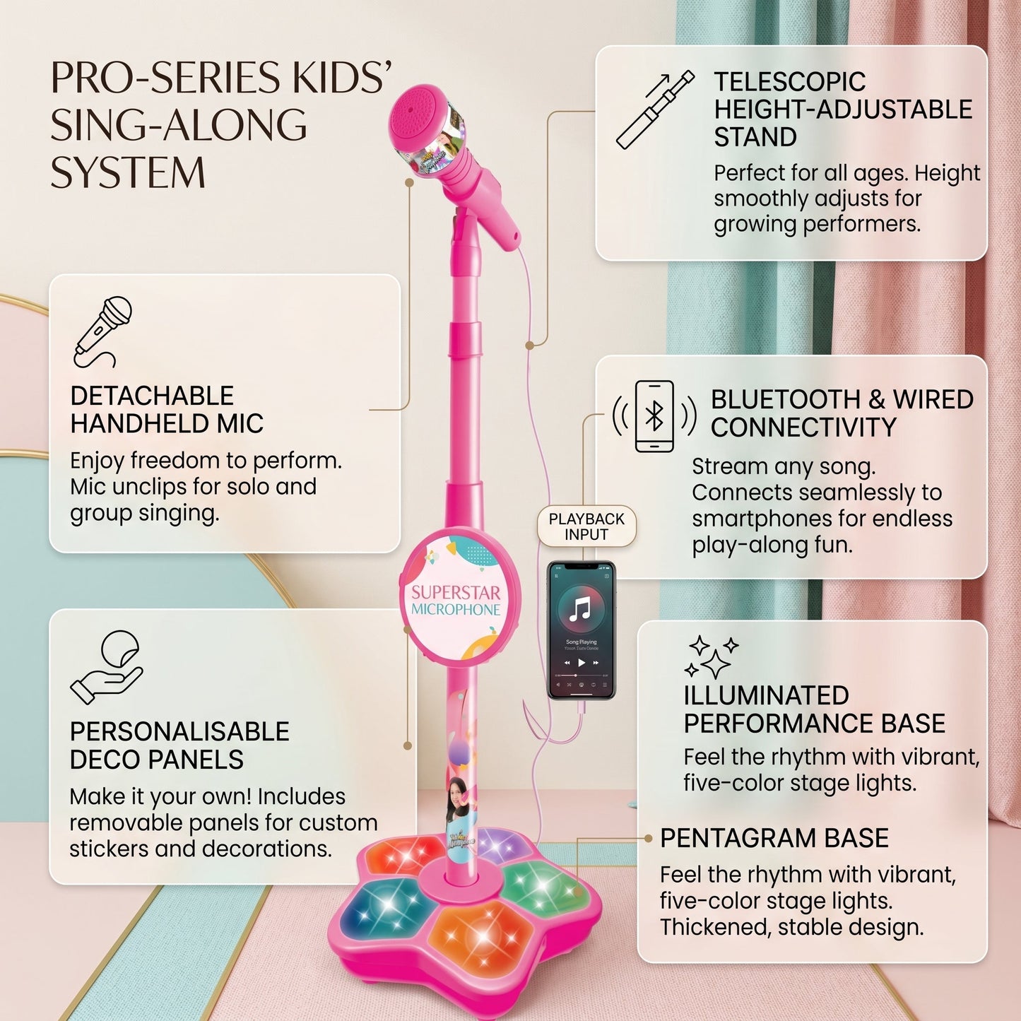 Kids Karaoke Microphone with Stand