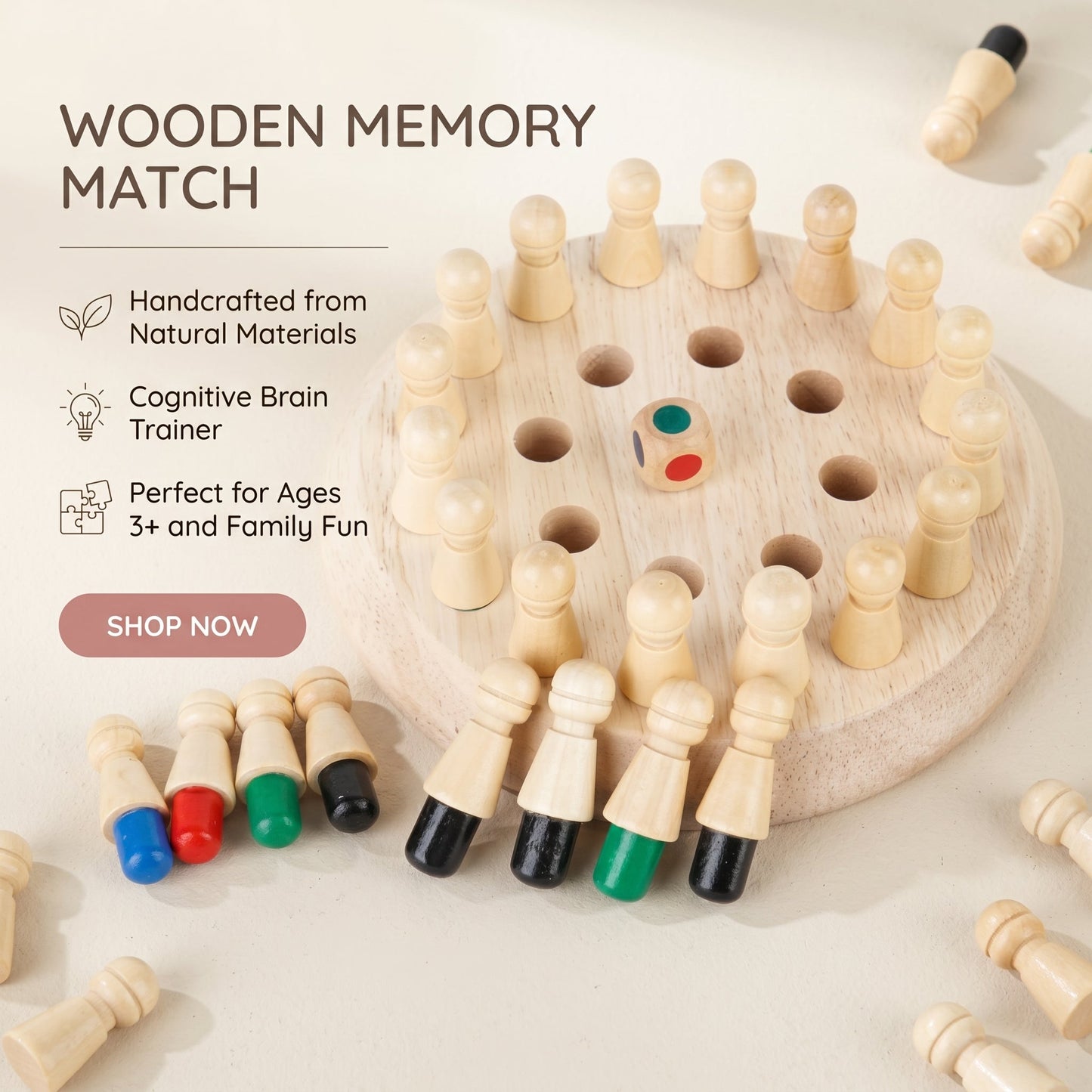 Wooden Memory Chess Game
