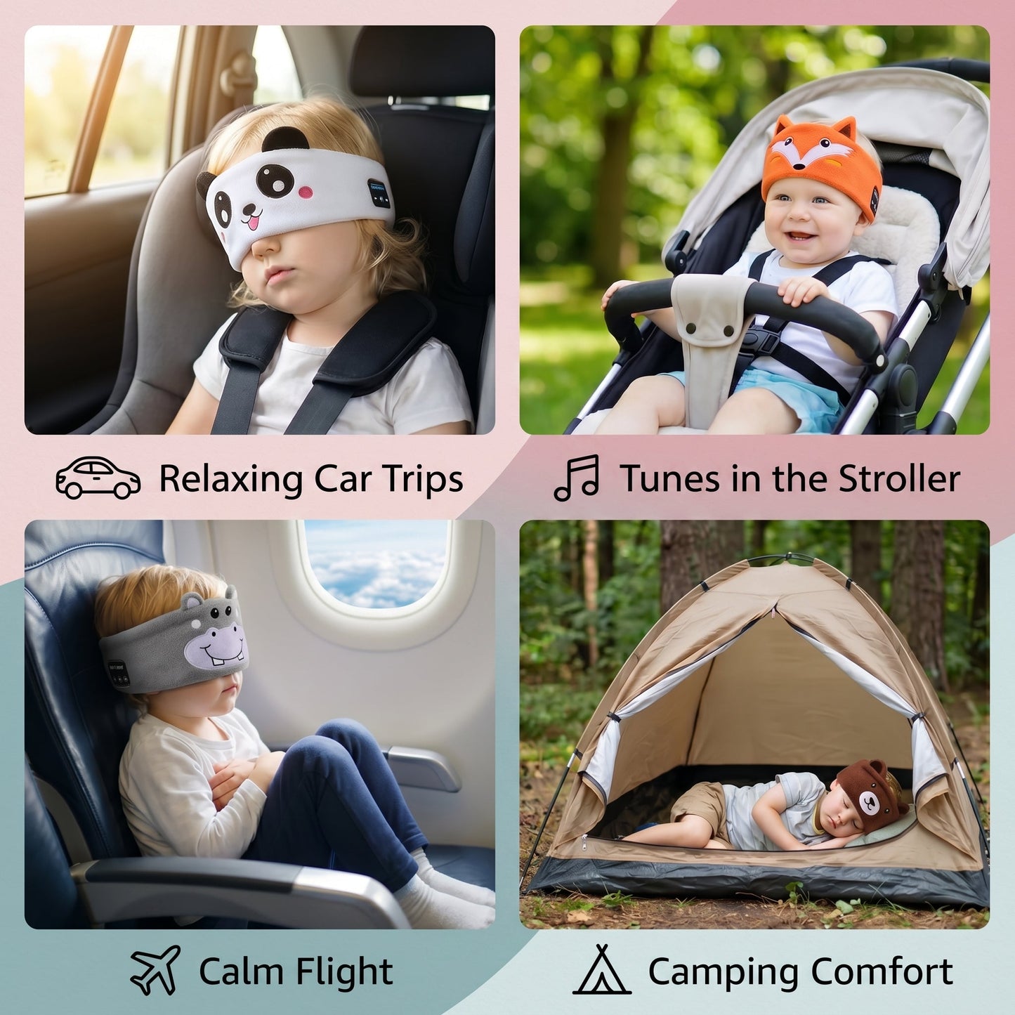 Kids 2-in-1 Bluetooth Sleep Headband – Wireless Music Headband for Travel & Sleep