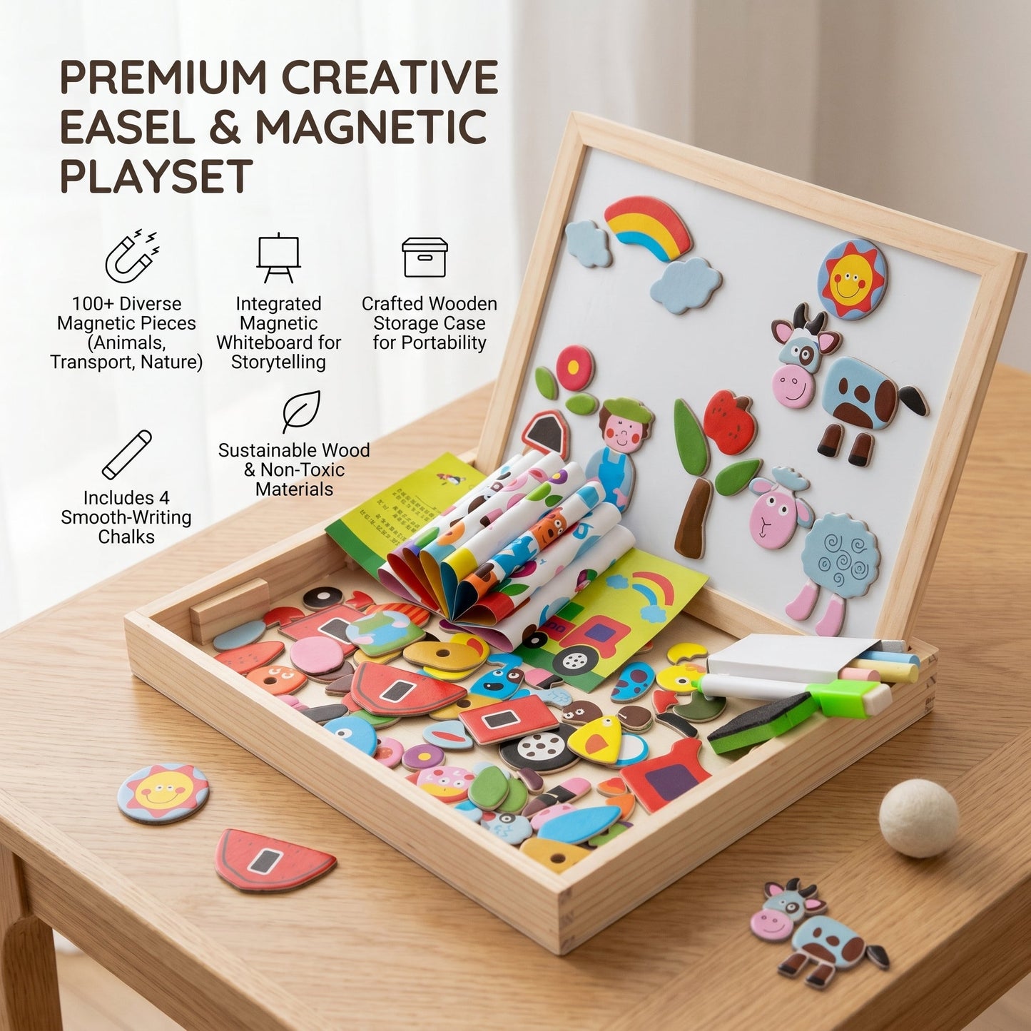 Montessori 2-in-1 Magnetic Drawing Board for Kids
