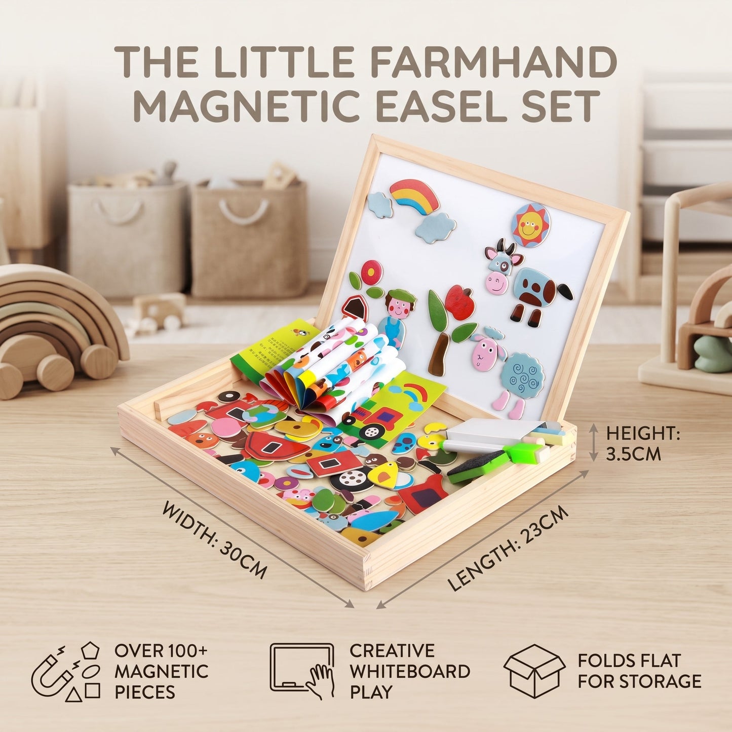 Montessori 2-in-1 Magnetic Drawing Board for Kids