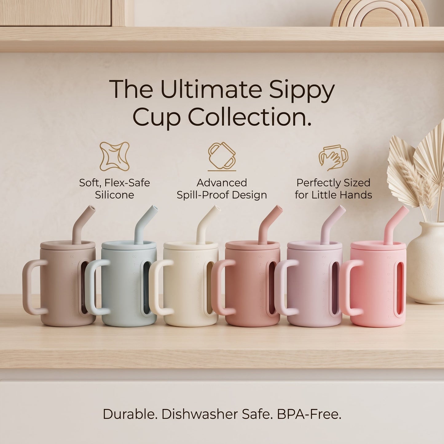 Toddler Silicone Straw Cup with Handles