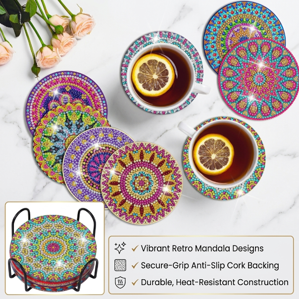 DIY Diamond Painting Mandala Coaster Kit