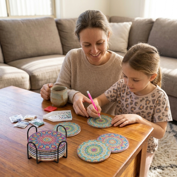 DIY Diamond Painting Mandala Coaster Kit