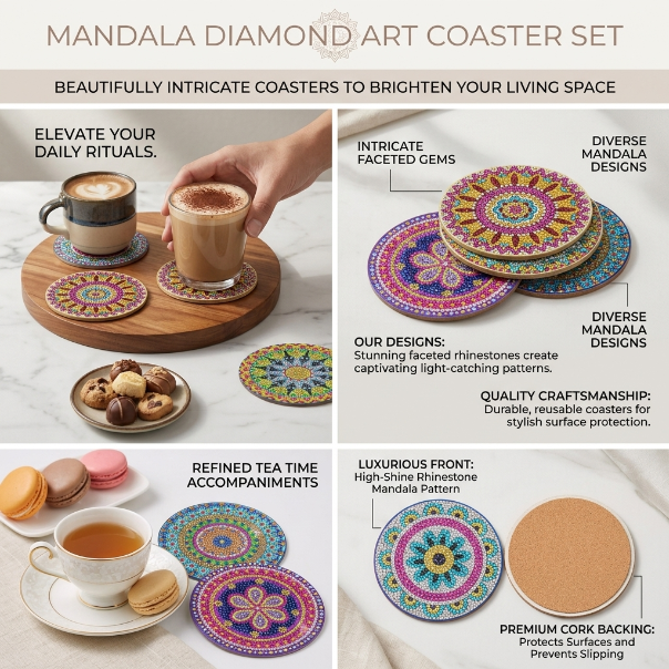 DIY Diamond Painting Mandala Coaster Kit