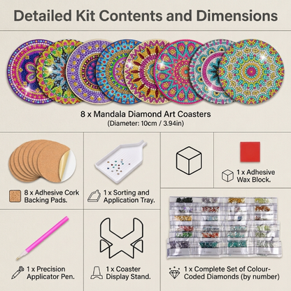 DIY Diamond Painting Mandala Coaster Kit