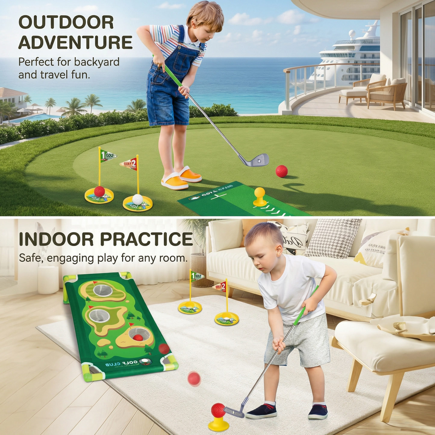Indoor Outdoor Mini Golf Play Set for Kids