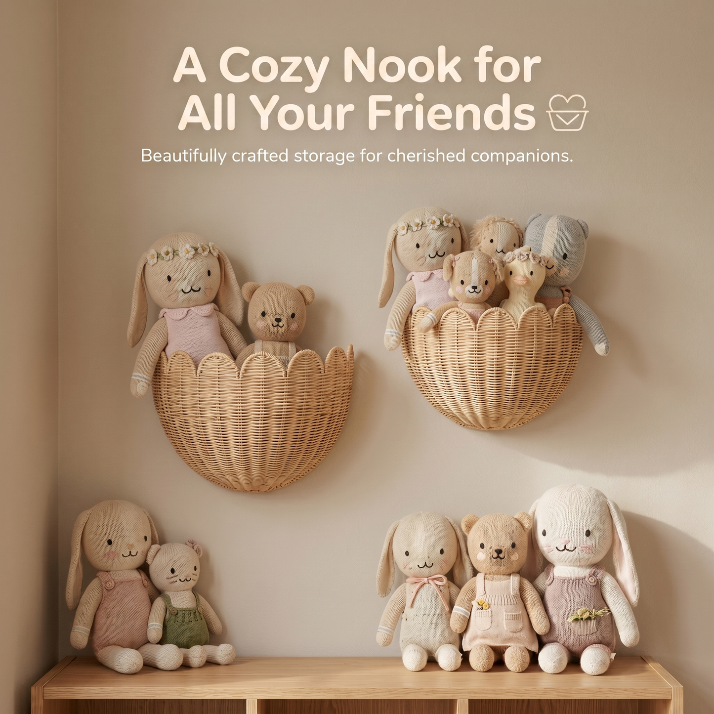 Nursery Wall Basket for Plush Toys